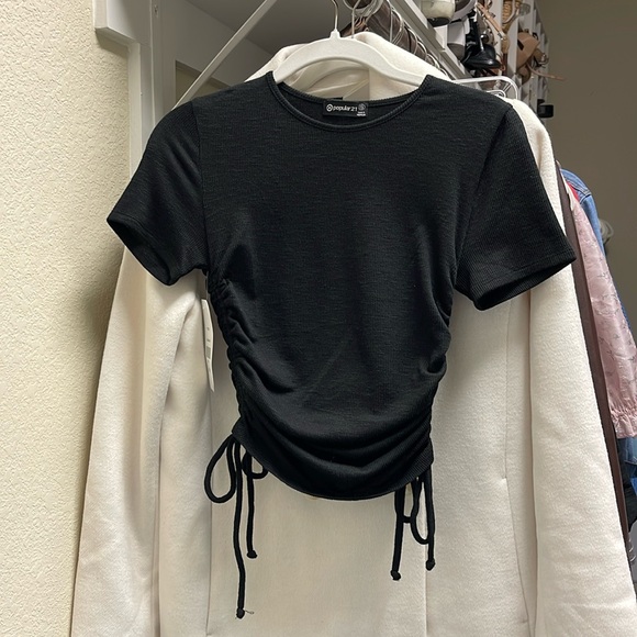 CLOSET CLEAROUT: NWT WOMENS ADJUSTABLE RUCHED T-SHIRT SZ S - Picture 1 of 5